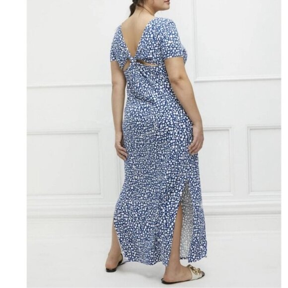 ELOQUII Elements Blue and White Printed Rayon Women's Maxi Dress Size 18/20 - Picture 2 of 13